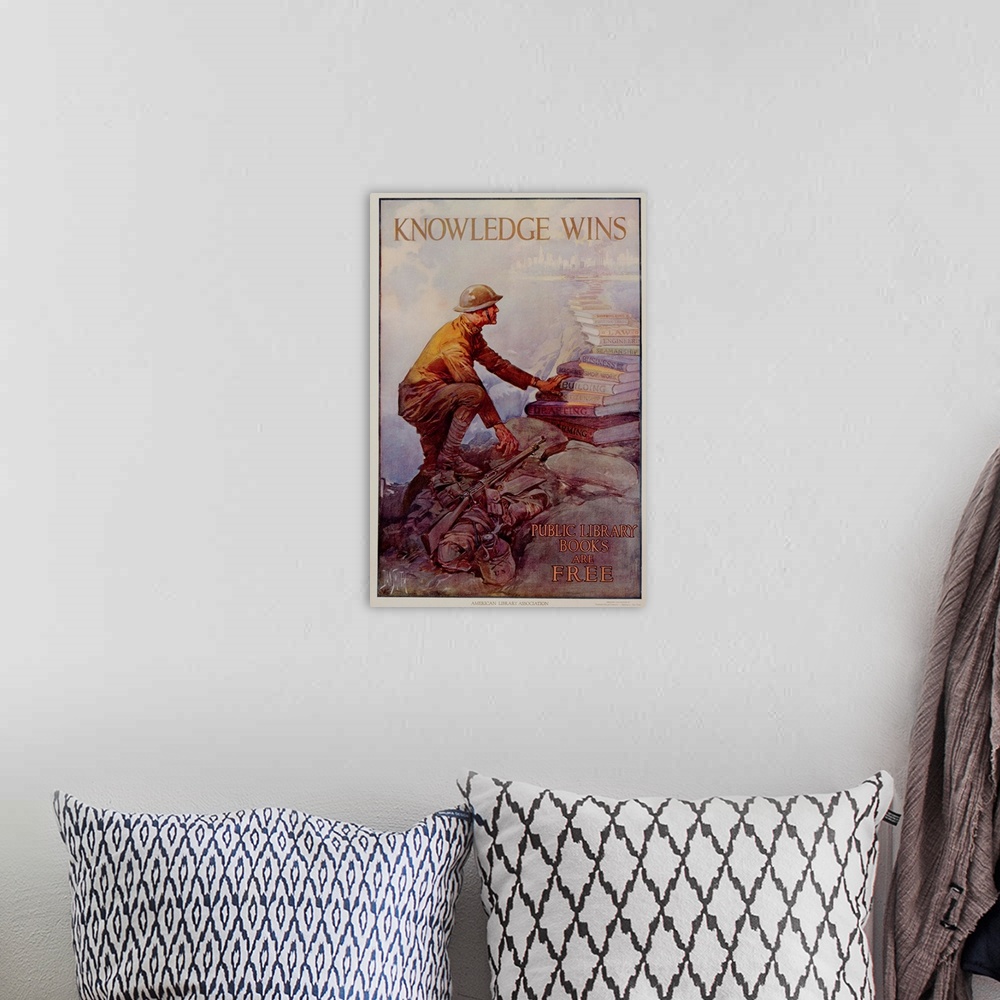 A bohemian room featuring Knowledge Wins Poster By Dan Smith