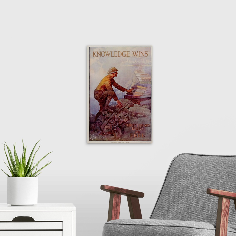 A modern room featuring Knowledge Wins Poster By Dan Smith
