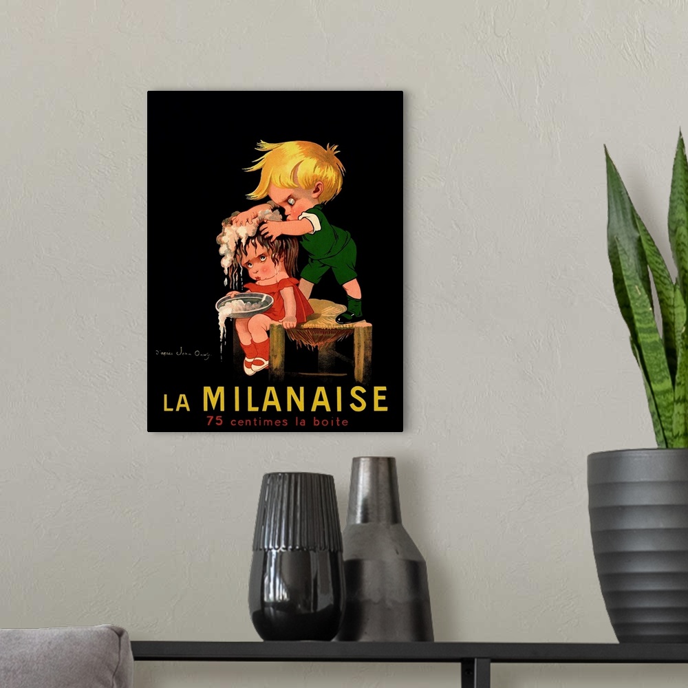 A modern room featuring La Milanaise Poster By John Onwy