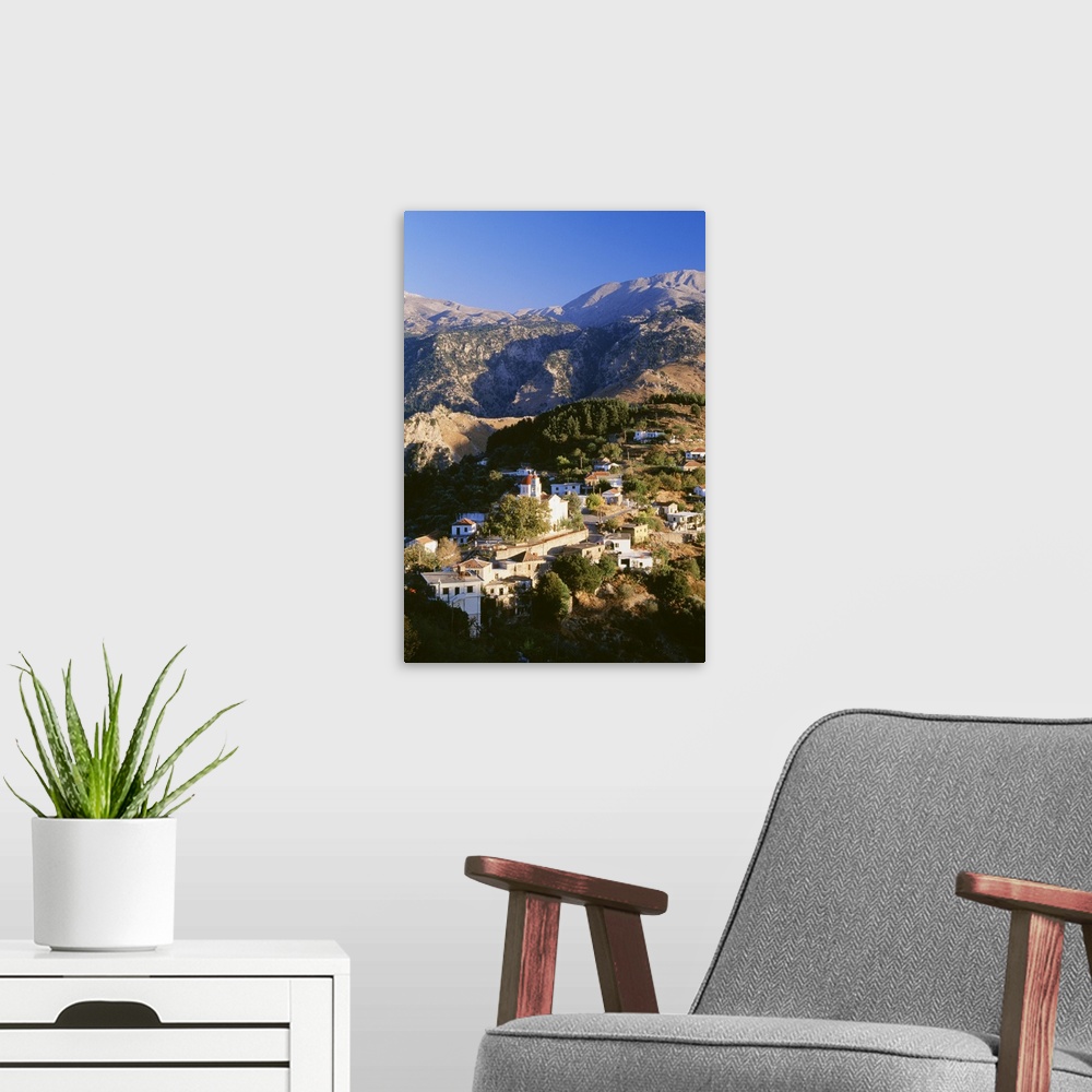 A modern room featuring Aerial view of Lakki, Crete, Greece