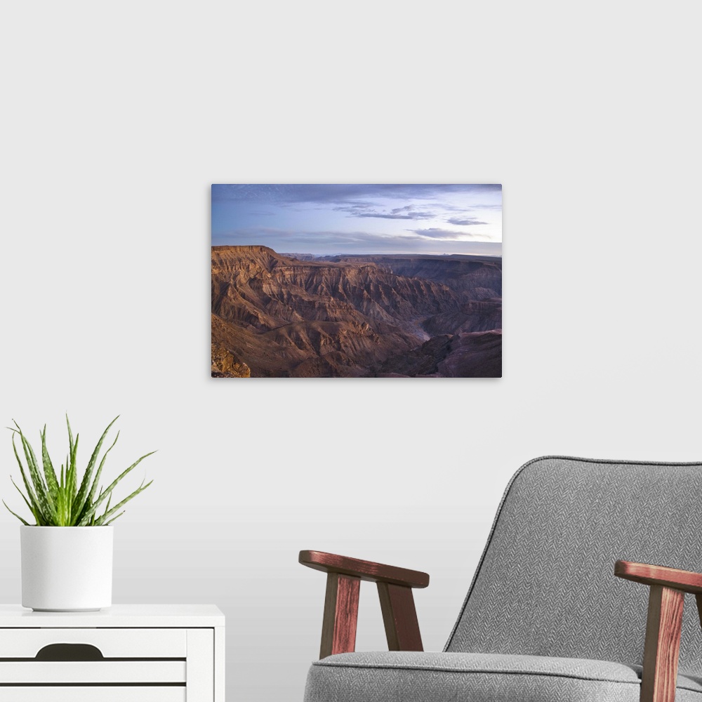 A modern room featuring Landscape with desert canyon and river, Fish River Canyon, Karas Region, Namibia