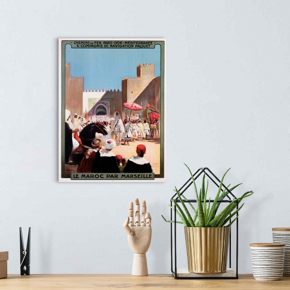 A bohemian room featuring Le Maroc Par Marseille Poster By Maurice Romberg