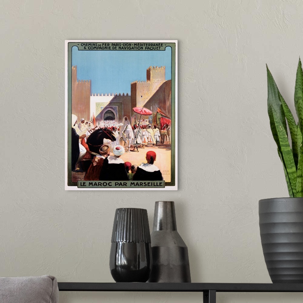 A modern room featuring Le Maroc Par Marseille Poster By Maurice Romberg