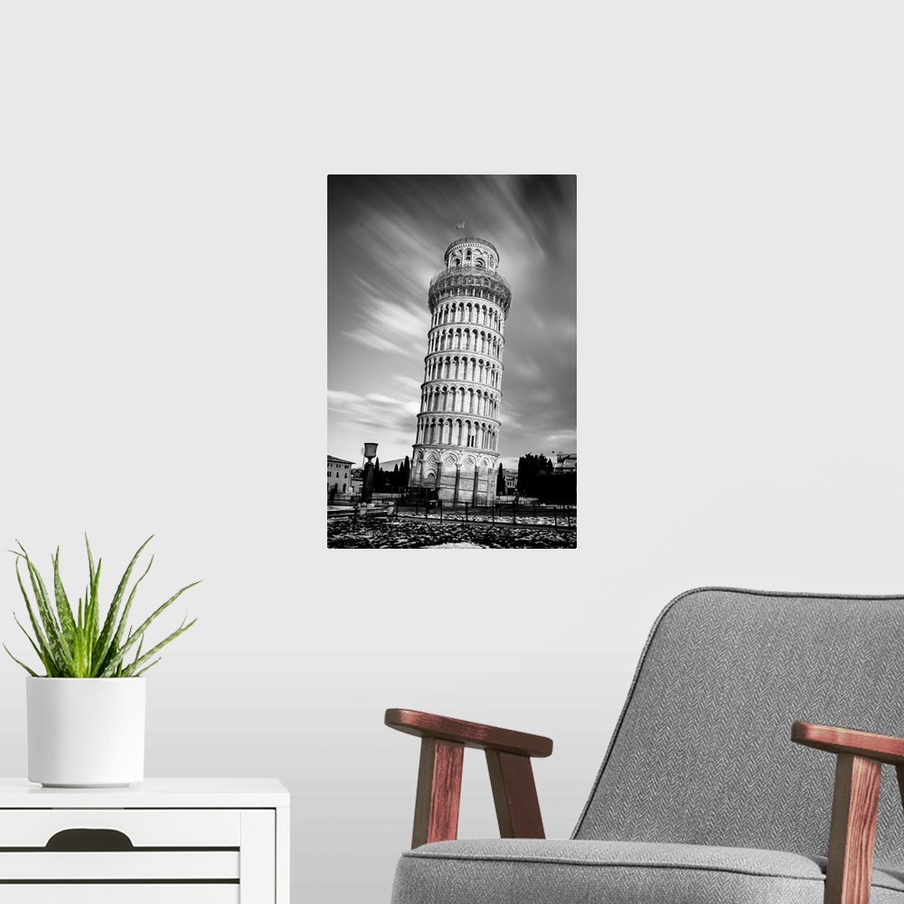 A modern room featuring Long exposure shot of the leaning tower of pisa