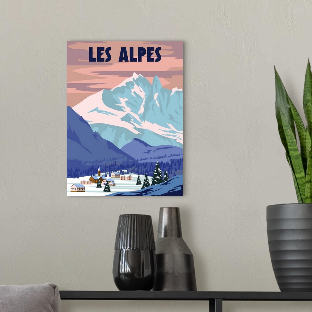 A modern room featuring Les Alpes