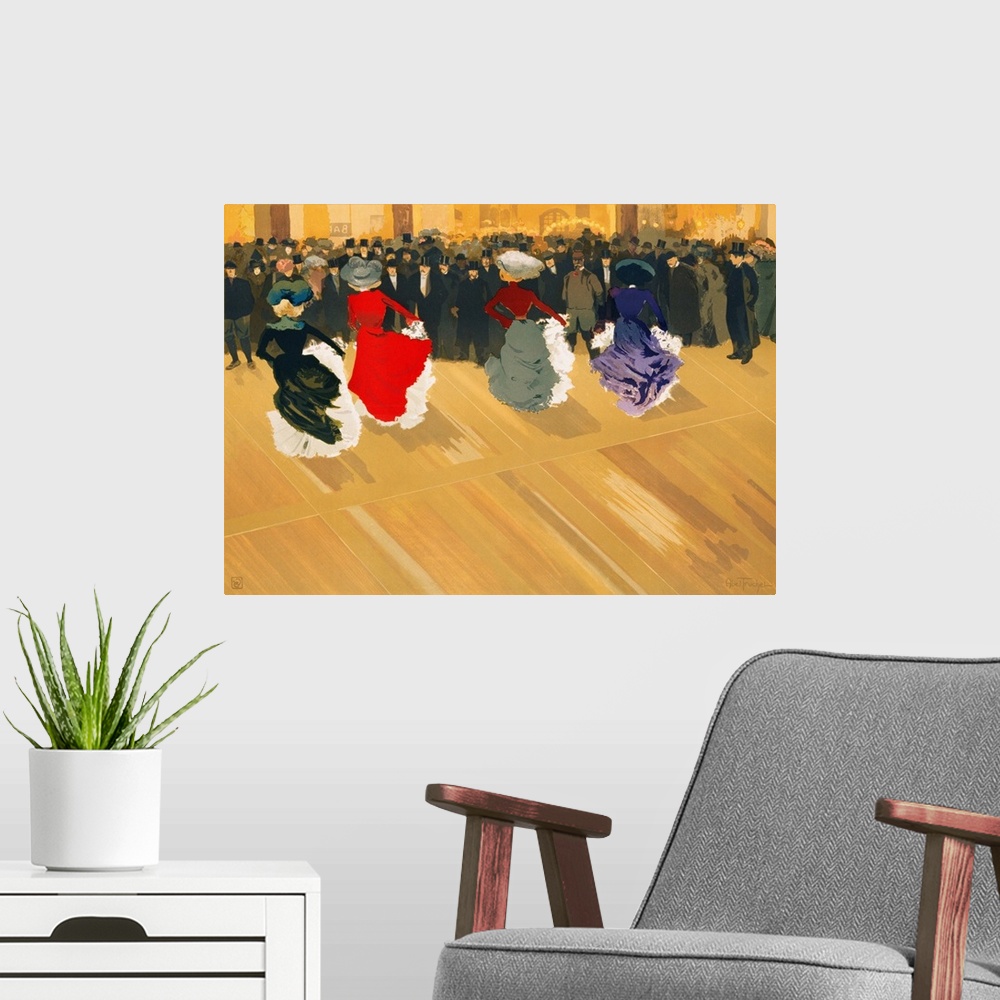 A modern room featuring Les Danseuses Poster By Abel Truchet