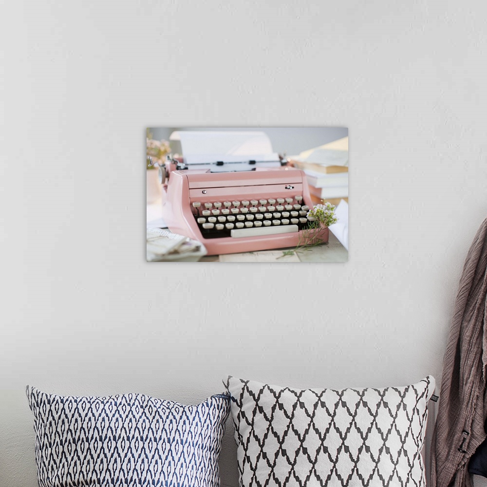 A bohemian room featuring Letters by antique typewriter