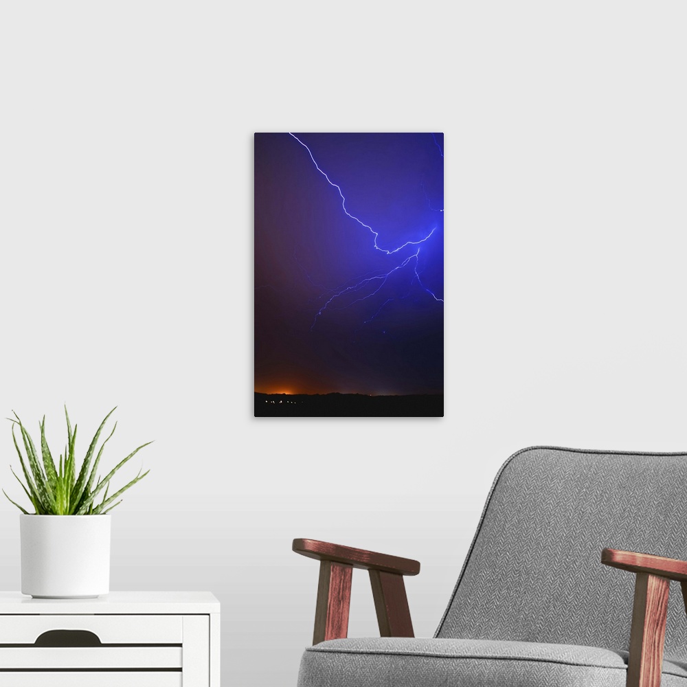 A modern room featuring Lightning bolts captured.