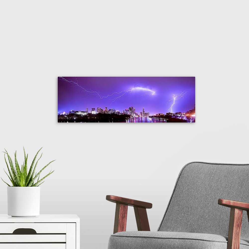 A modern room featuring Lightning Panorama, Brisbane Australia
