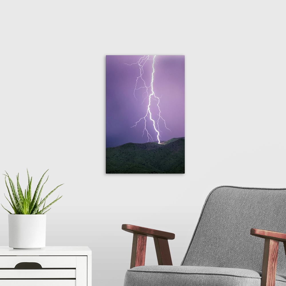 A modern room featuring Lightning Strike Near Tucson