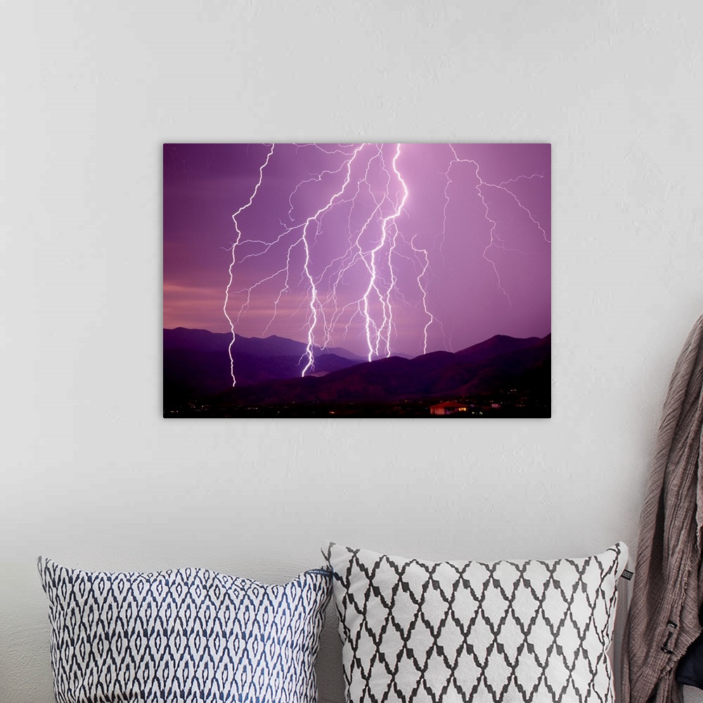 A bohemian room featuring Lightning Strikes In The Foothills Near Tucson