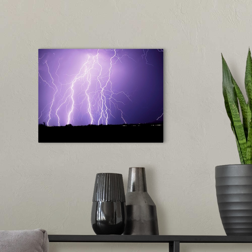 A modern room featuring Lightning Striking The Ground