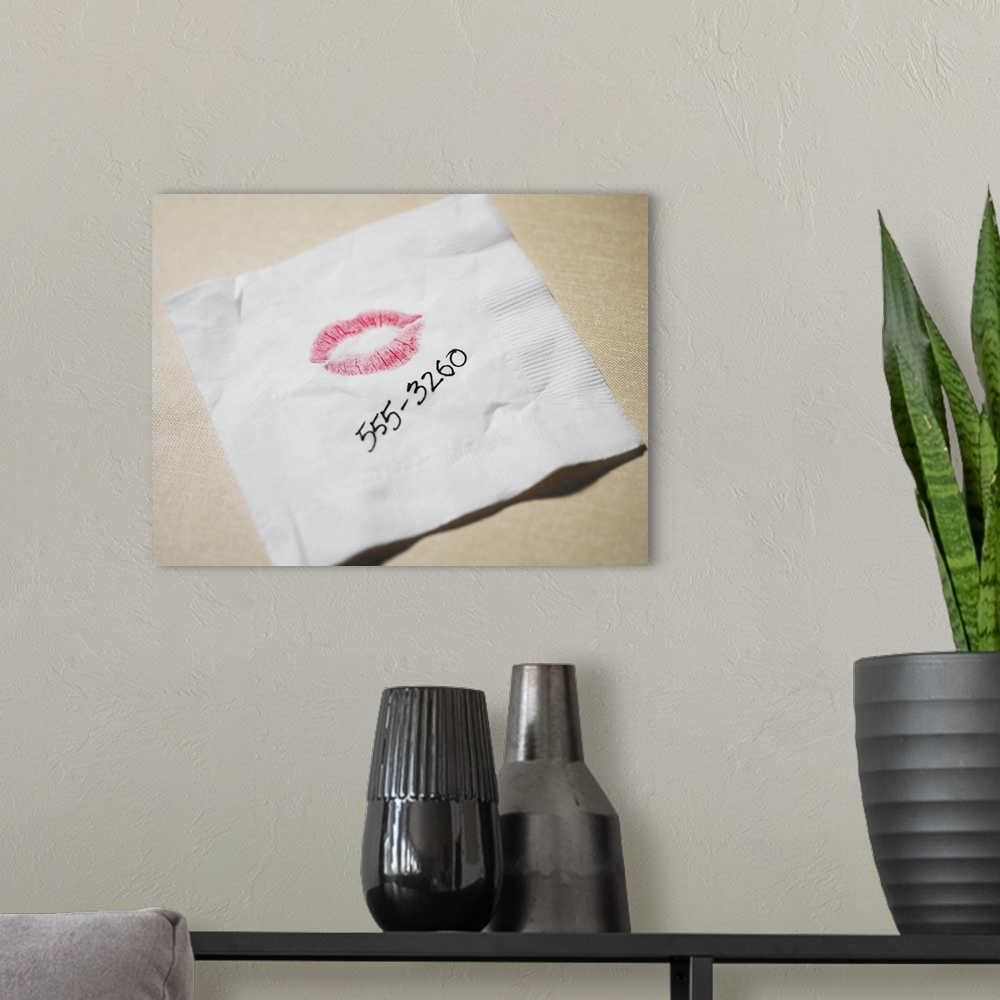 A modern room featuring Lipstick on Napkin