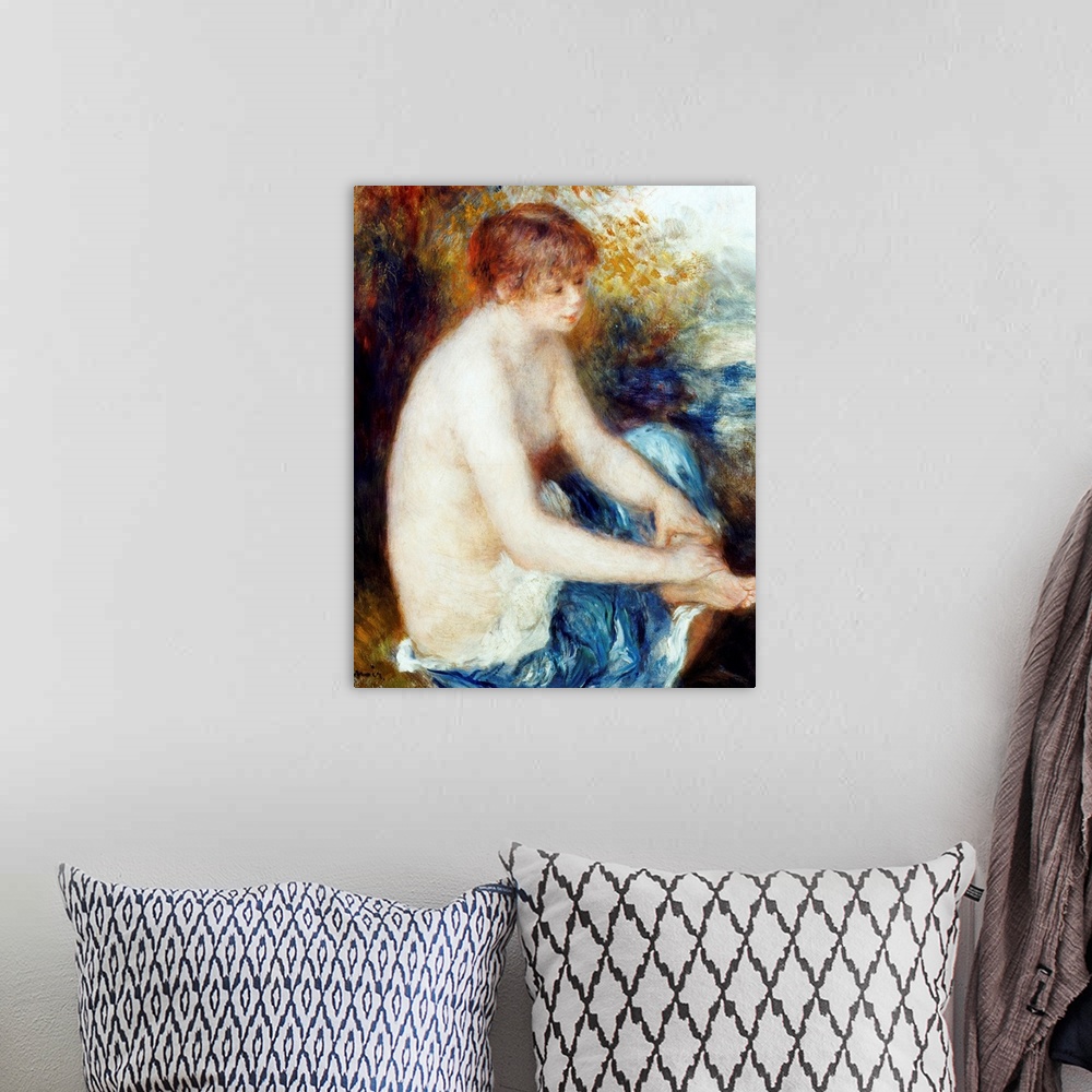 A bohemian room featuring Little Blue Nude By Pierre-Auguste Renoir