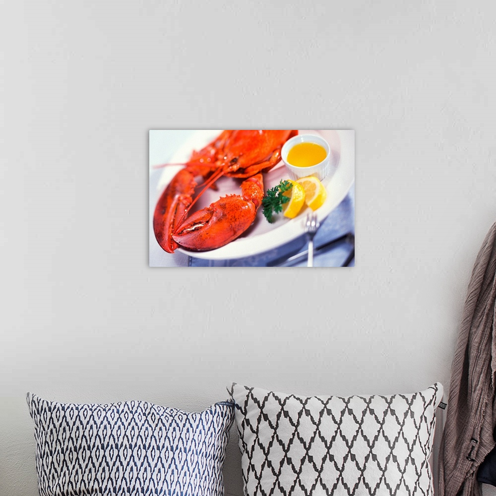 A bohemian room featuring Lobster dinner plate