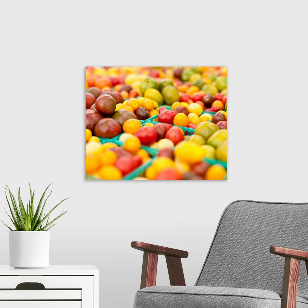 A modern room featuring Lots of fruits in market.