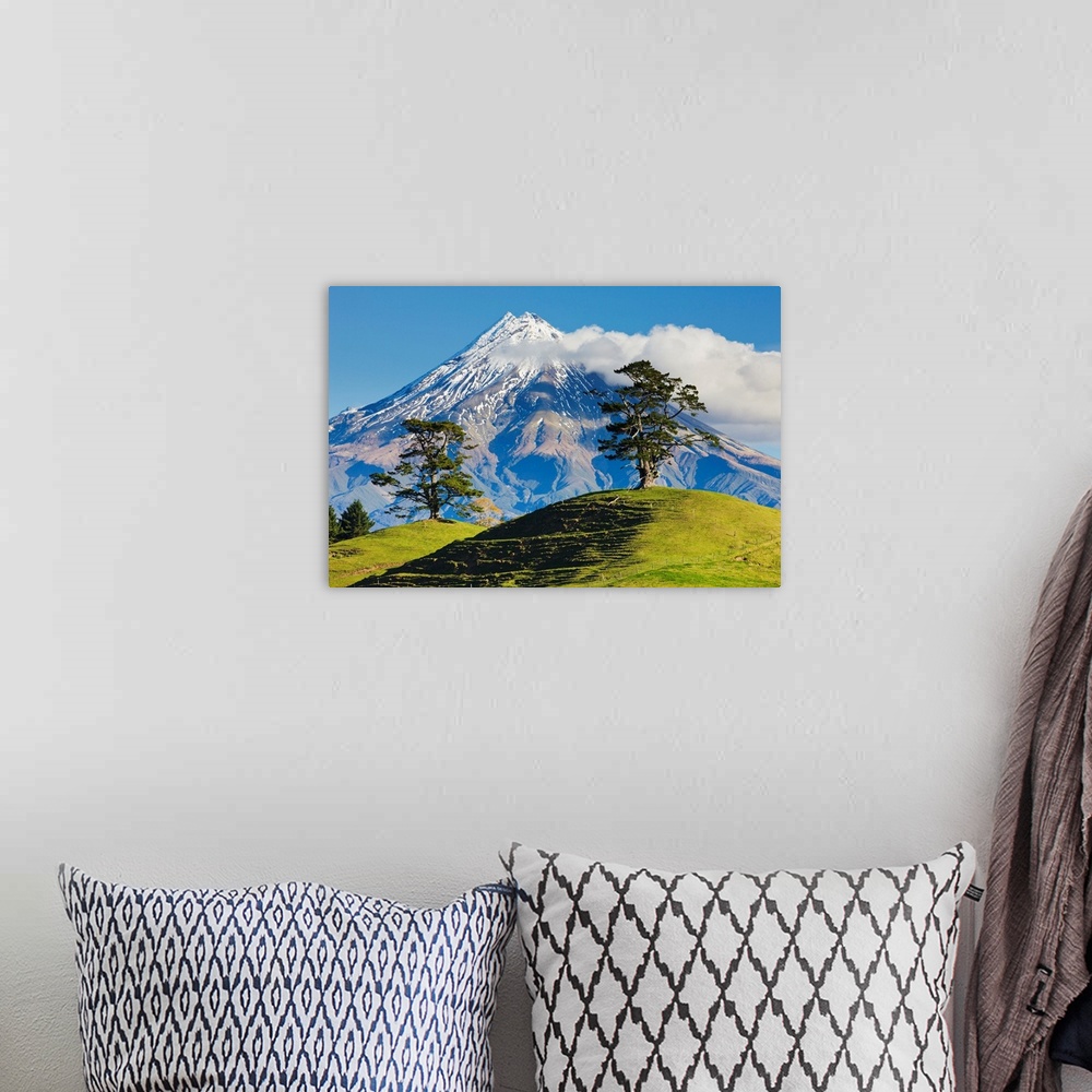 A bohemian room featuring Lush Hills In Front Of Mount Egmont