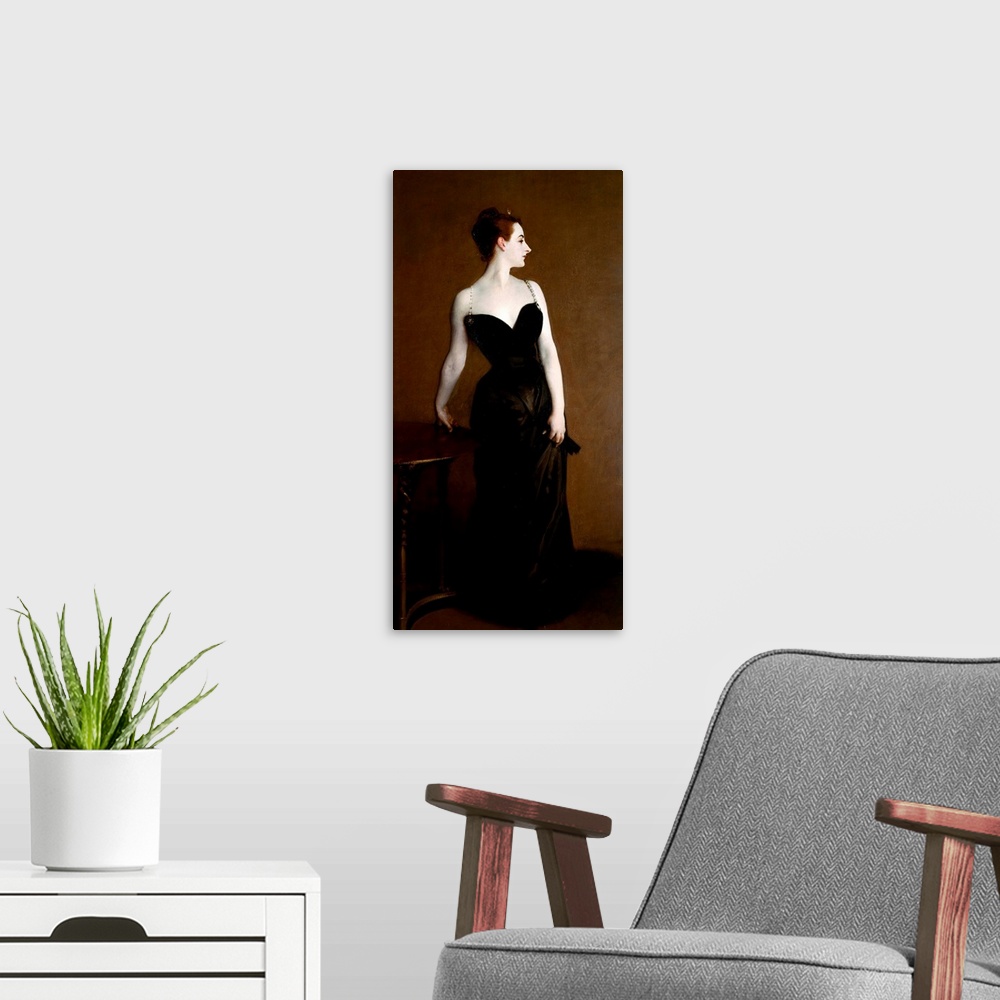 A modern room featuring Madame X By John Singer Sargent