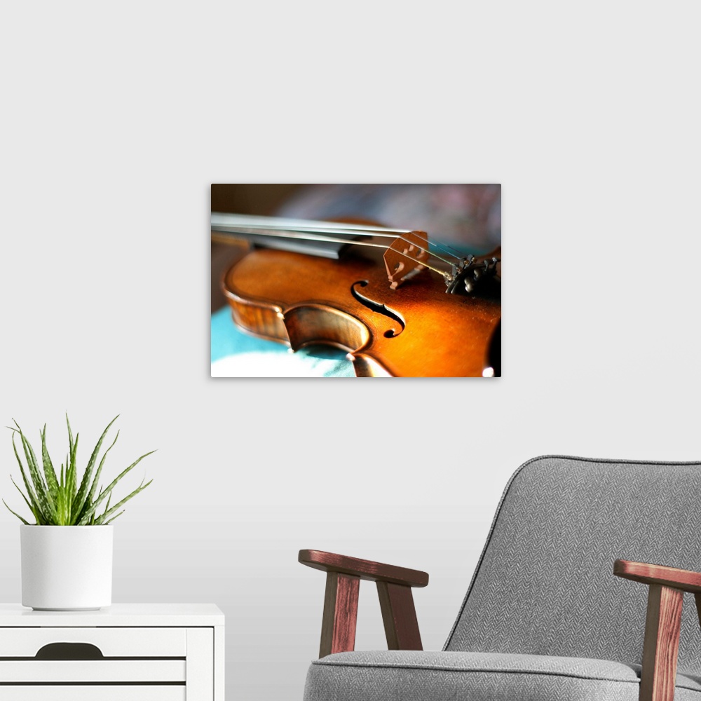 A modern room featuring Maggini's violin with beautiful sound.