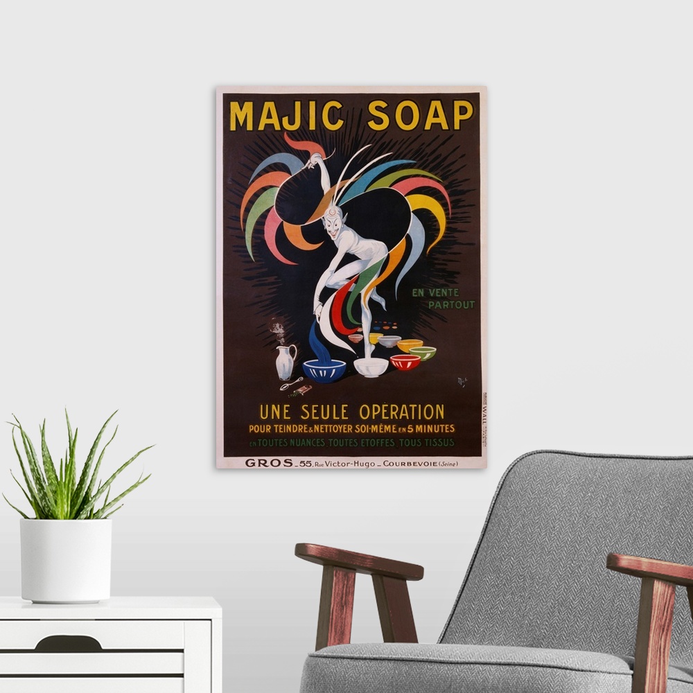 A modern room featuring Majic Soap - Une Seule Operation Poster By Mich