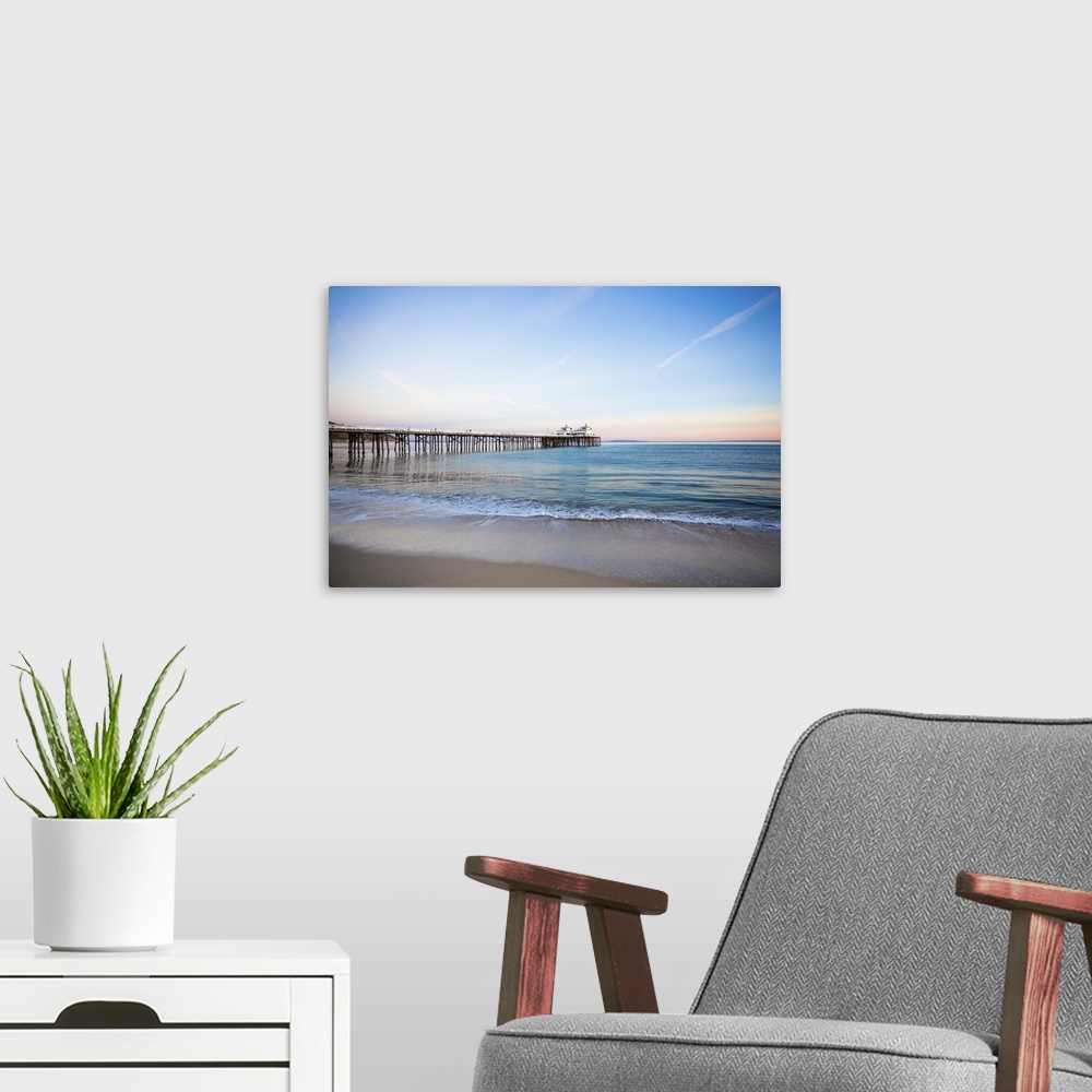 A modern room featuring Malibu Pier sunset