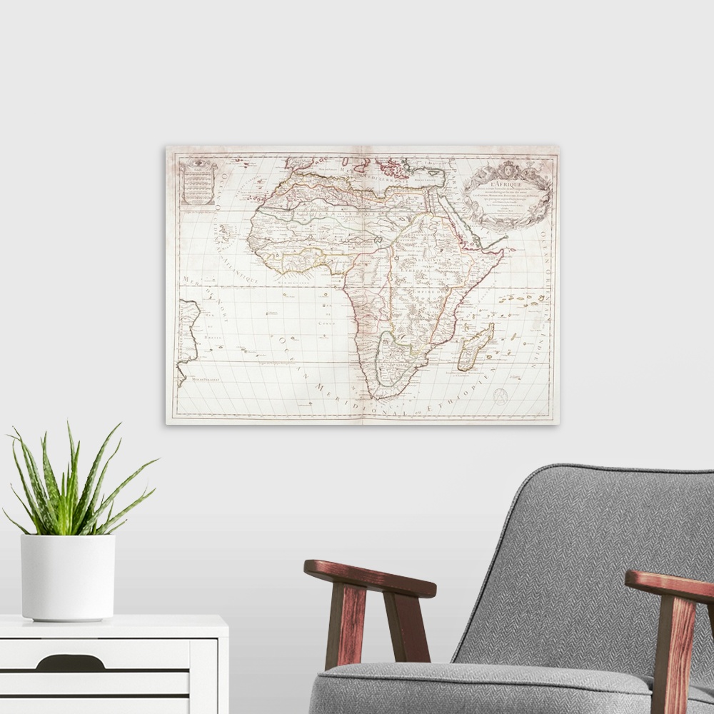 A modern room featuring Map of Africa