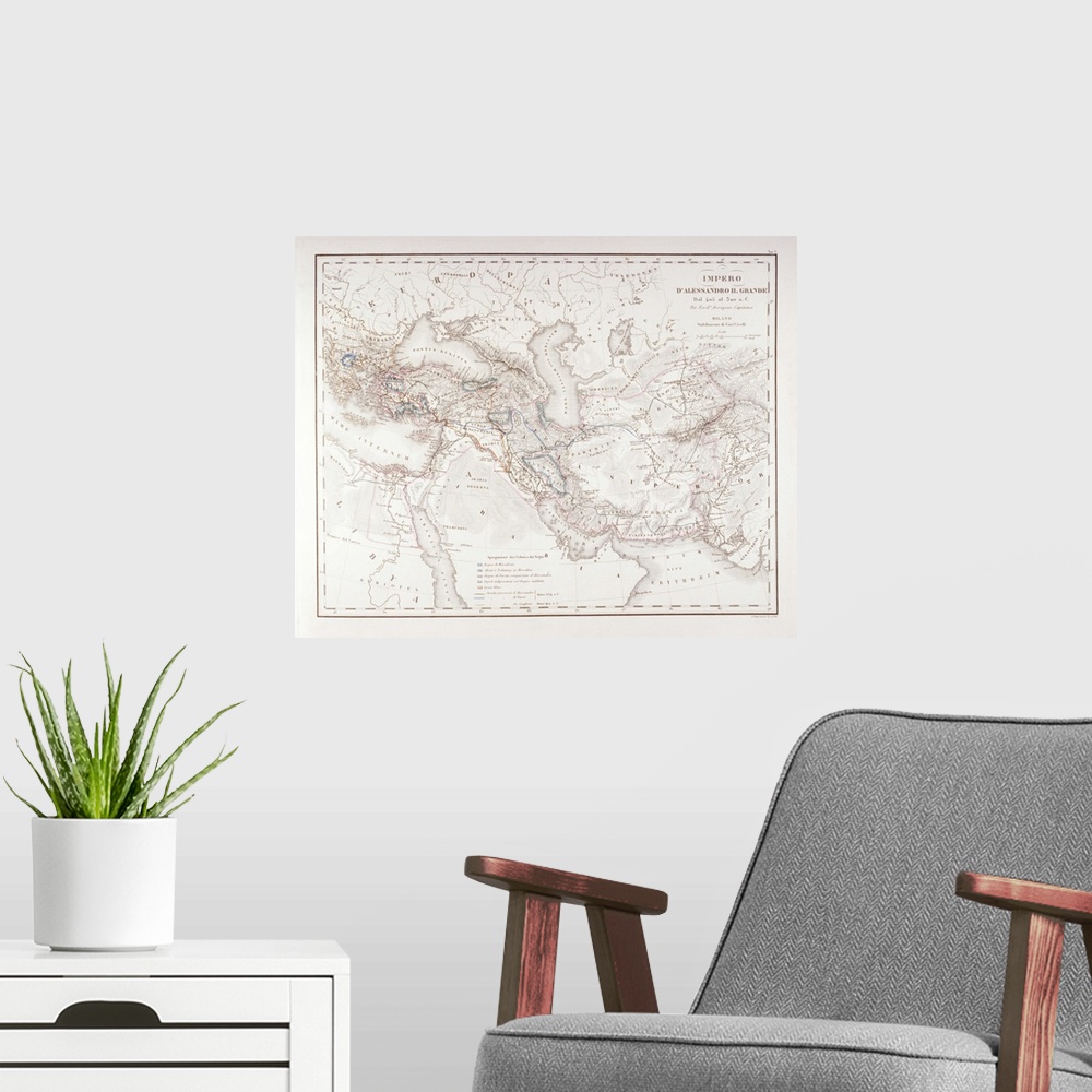 A modern room featuring Map of Alexander the Greats Empire