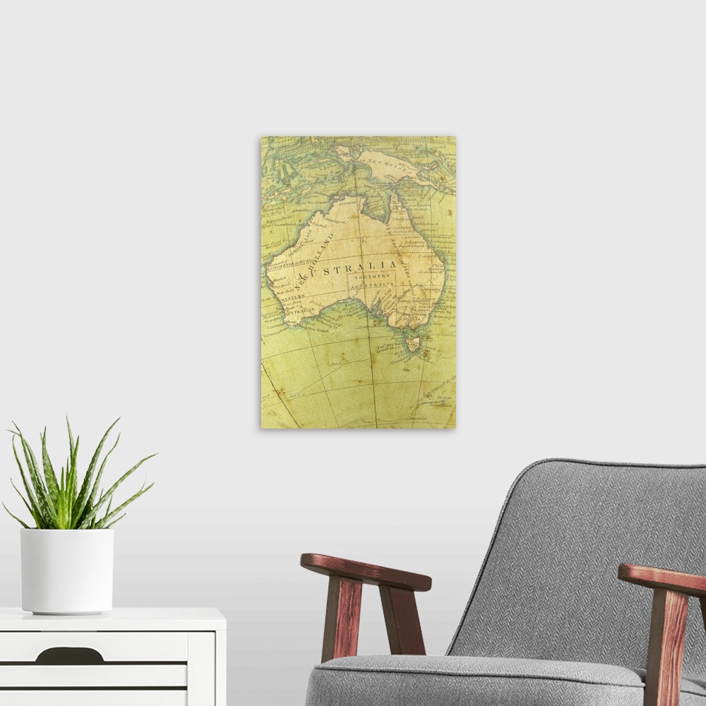 A modern room featuring Map of Australia