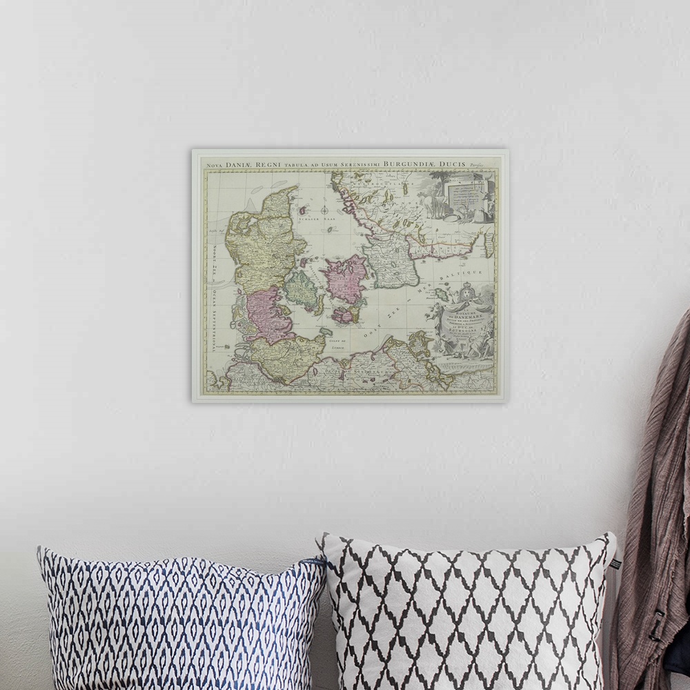 A bohemian room featuring Map of Denmark