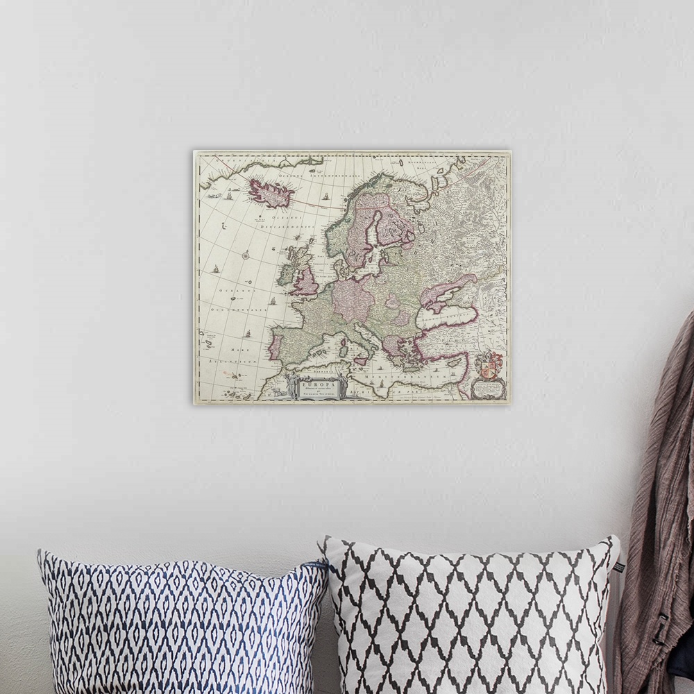 A bohemian room featuring Map of Europe