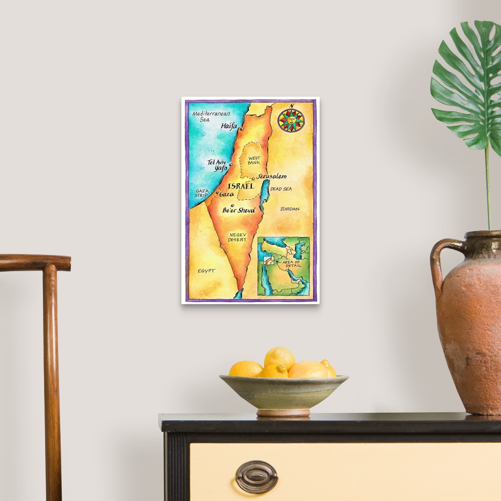 A traditional room featuring Map of Israel