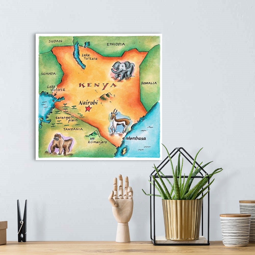 A bohemian room featuring Map of Kenya