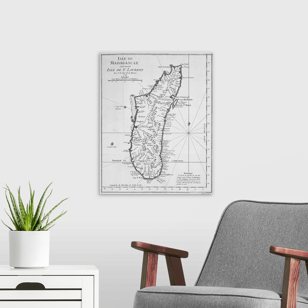A modern room featuring Map of Madagascar