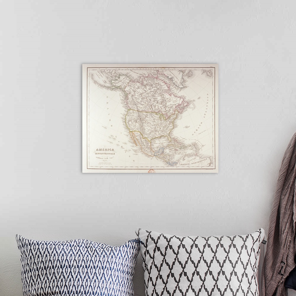 A bohemian room featuring Map of North America