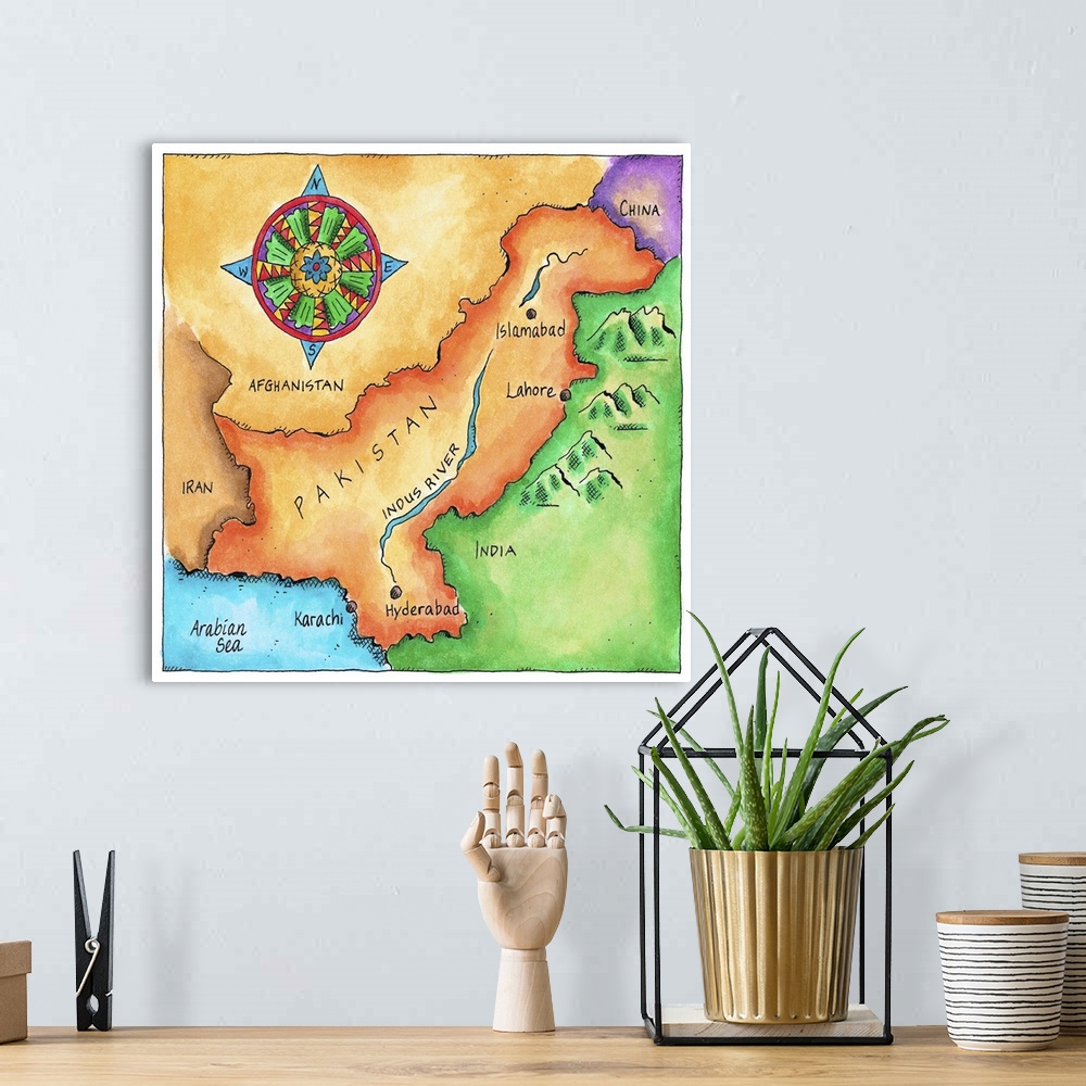 A bohemian room featuring Map of Pakistan