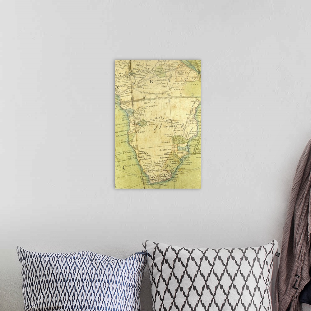 A bohemian room featuring Map of South Africa