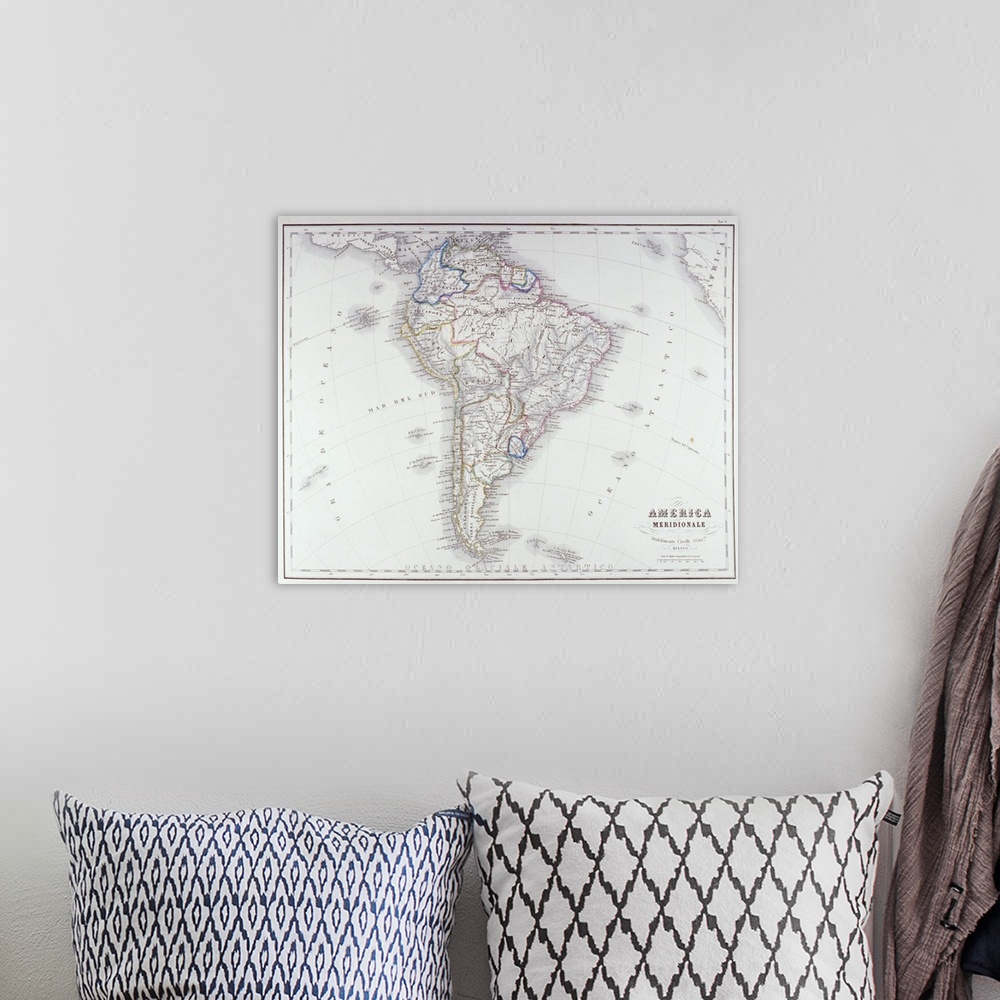 A bohemian room featuring Map of South America