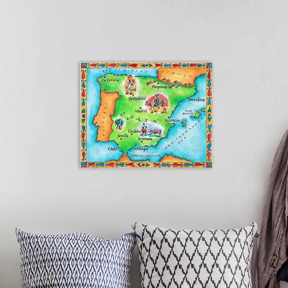 A bohemian room featuring Map of Spain
