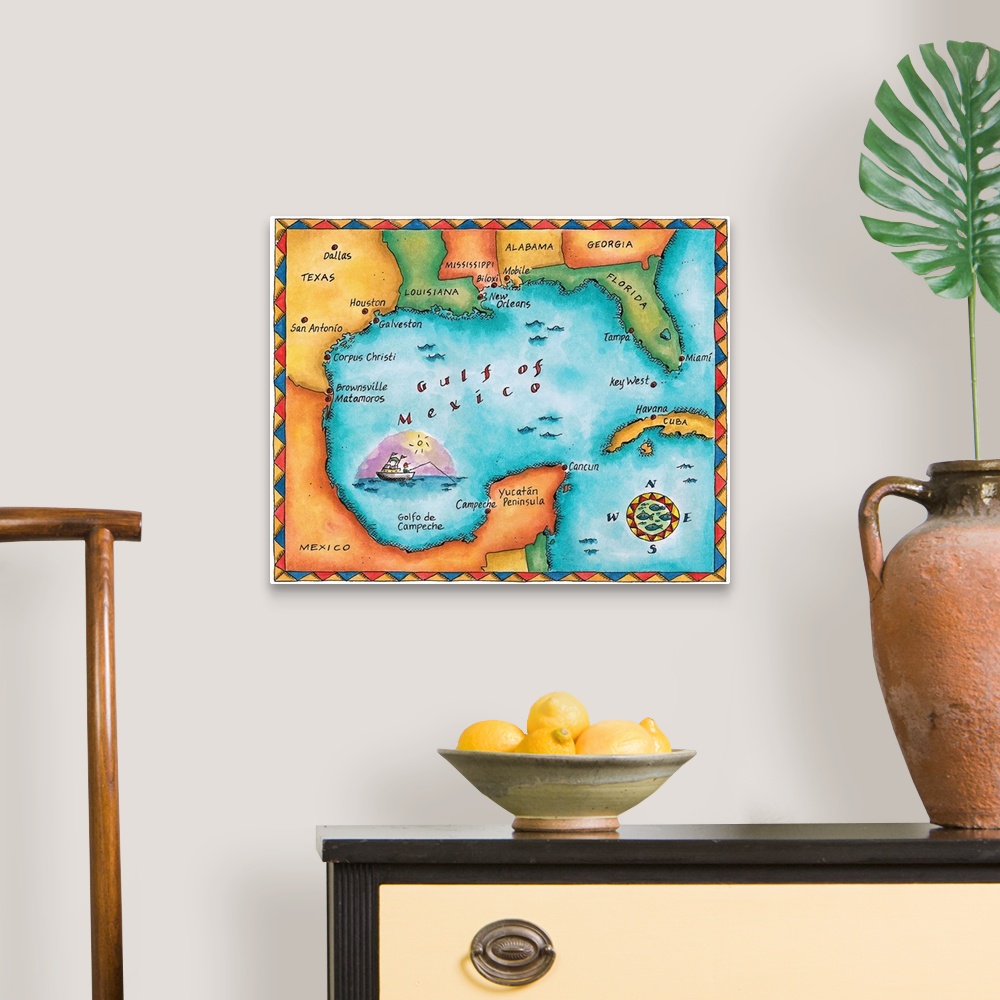 A traditional room featuring Map of the Gulf of Mexico