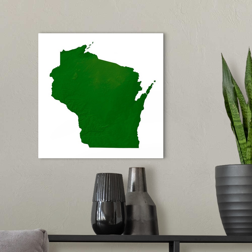 A modern room featuring Map of Wisconsin