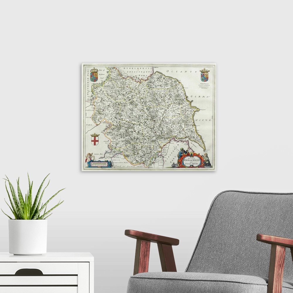 A modern room featuring Map of Yorkshire , England