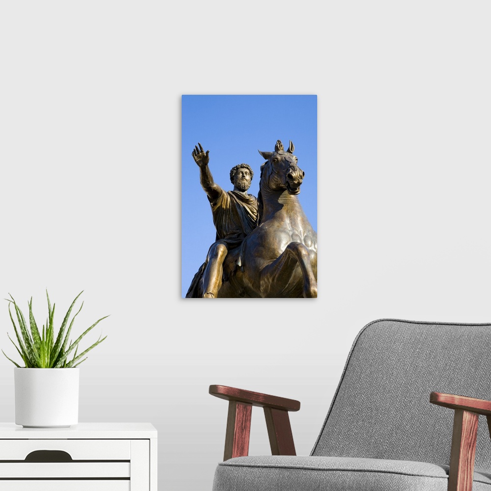 A modern room featuring Marcus Aurelius statue, Capitoline Hill, Rome, Italy