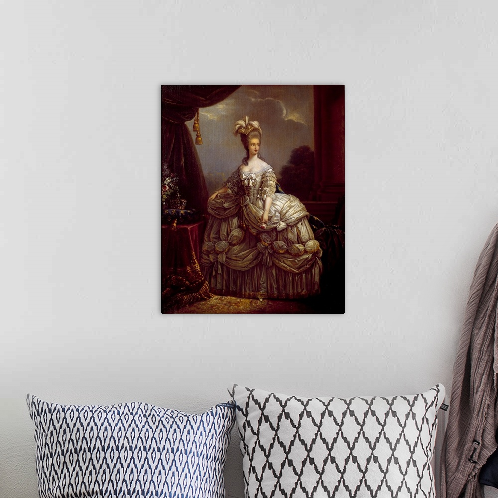 A bohemian room featuring Full-length portrait of Marie Antoinette de Lorraine Habsburg (1755-1793) Queen of France, Painti...
