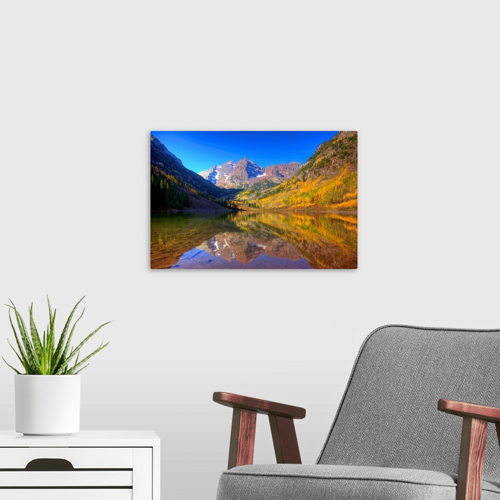 A modern room featuring Maroon Bells With Changing Aspen Leaves, Aspen, Colorado