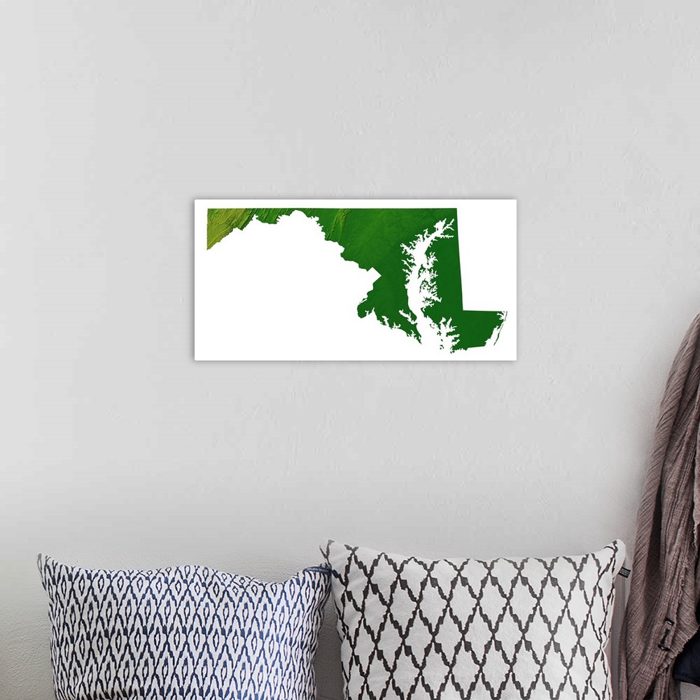 A bohemian room featuring Maryland topographic map