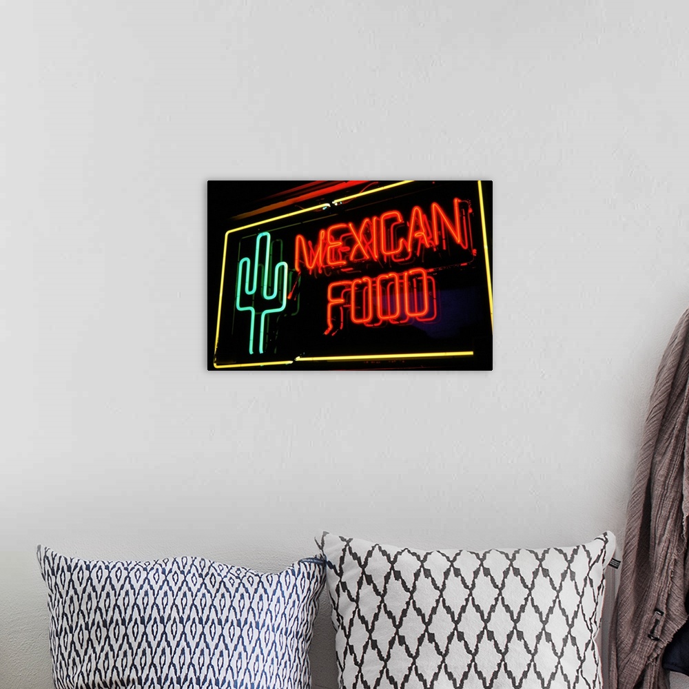 A bohemian room featuring Mexican Restaurant Neon Writing