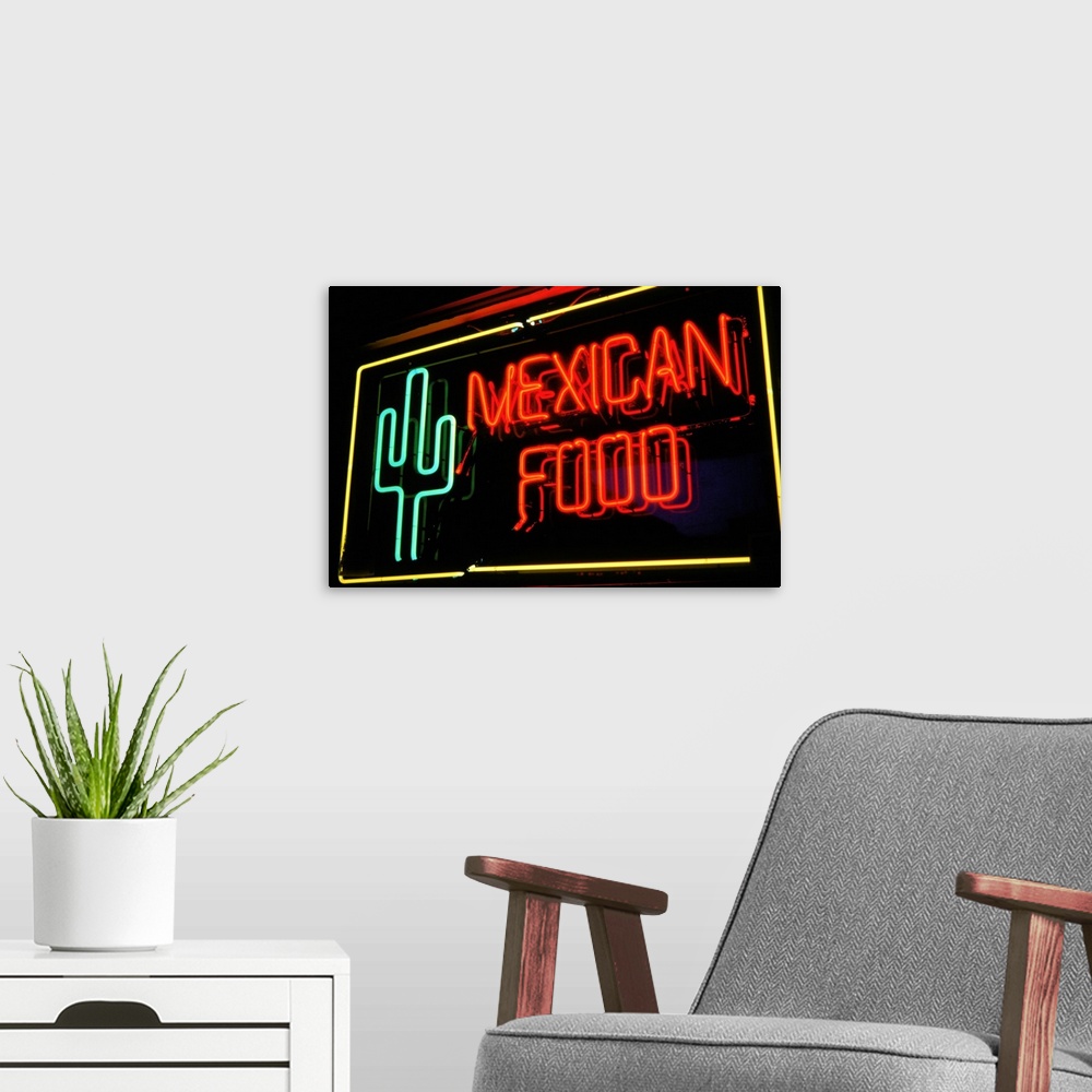 A modern room featuring Mexican Restaurant Neon Writing