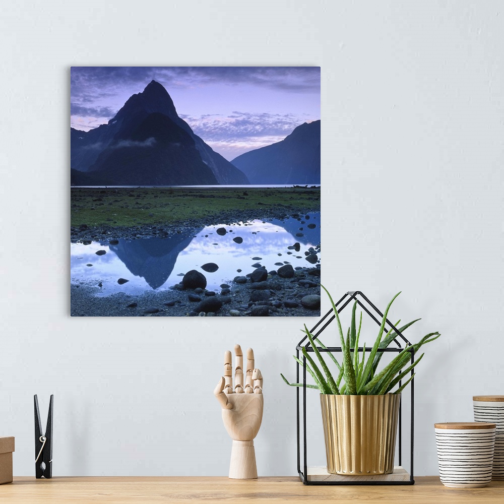 A bohemian room featuring Mitre Peak at Milford Sound, New Zealand.