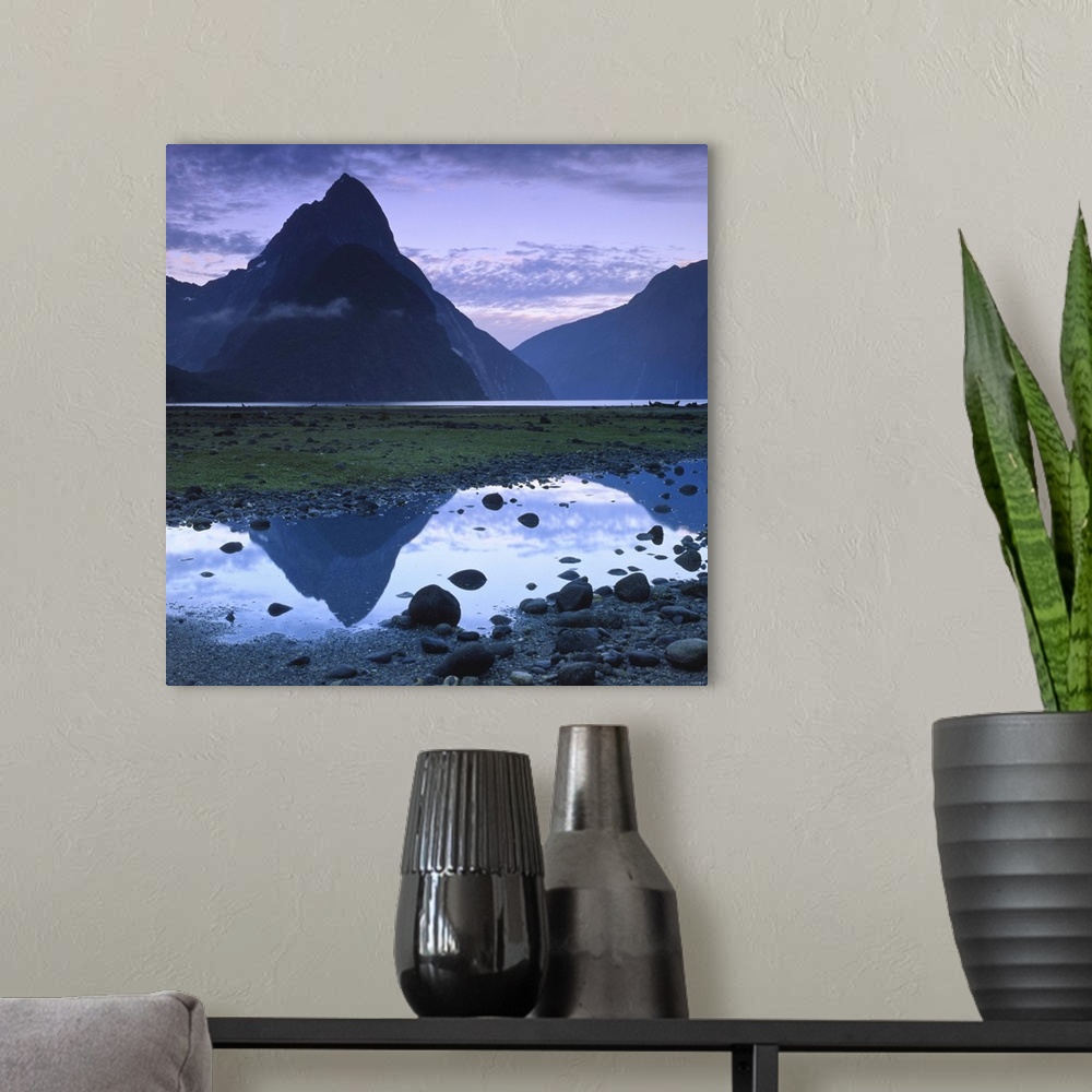 A modern room featuring Mitre Peak at Milford Sound, New Zealand.