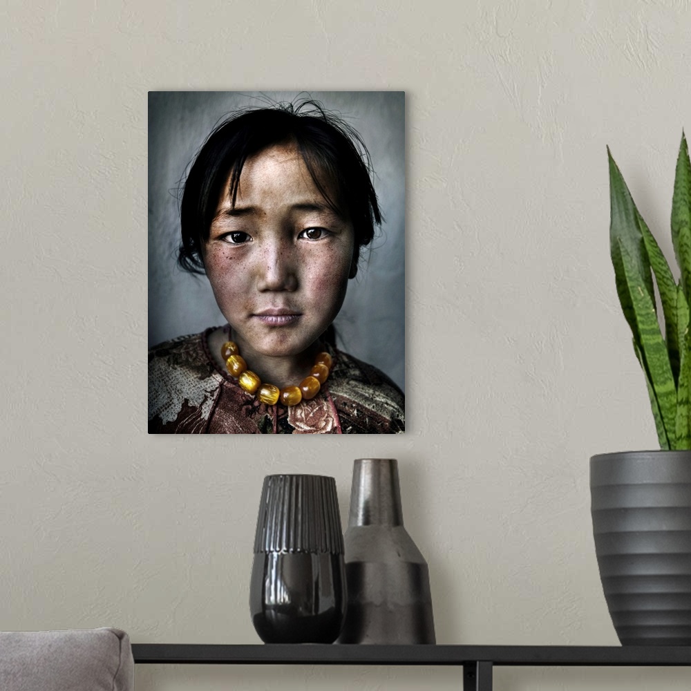 A modern room featuring Portrait of a Mongolian girl.